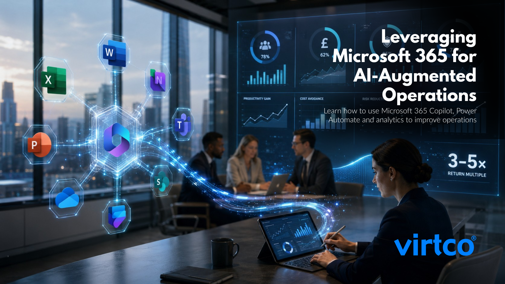 Microsoft 365 used for AI-augmented operations with governance, automation and analytics