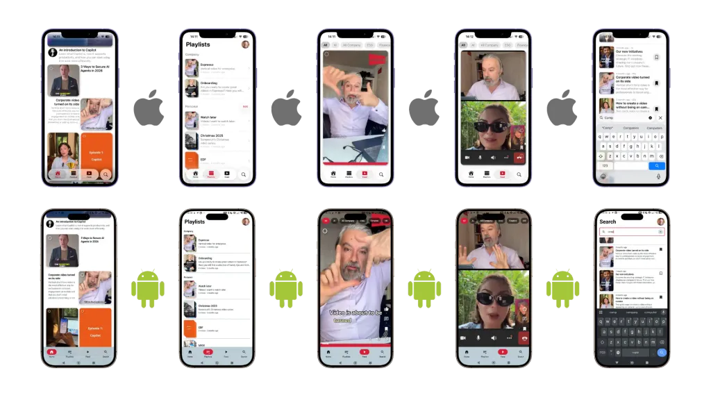 Espresso Engage mobile app running on iPhone and Android devices